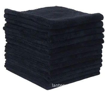 Черна кърпа за сушене на коса в салон от микрофибър, използвани гост кърпи за ръце и за фризьорски салон, 3 опаковки