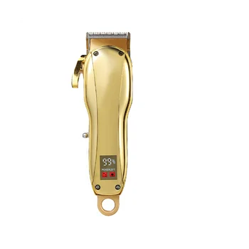 Машина за подстригване на коса с Професионална машина за подстригване Регулируем подстригване на коса Фризьорски салон машина за разкрояване с цифров дисплей за мъже, златни