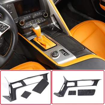 За 2014-2019 Chevrolet Corvette C7 истински автомобилен стайлинг от въглеродни влакна, рамка панел за превключване на централното управление на автомобила, аксесоари за интериор на автомобила