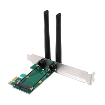 Безжична карта WiFi Mini PCI-E Express Адаптер PCI-E с 2 Външни Антени за PC