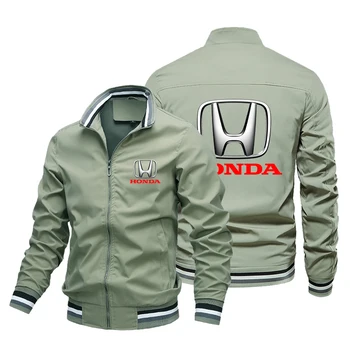 2023 Пролет-есен яке Мъжки и дамски Honda С логото на колата, Ежедневни Ветрозащитная Мотоциклетът яке Harajuku Slim Fit Coa