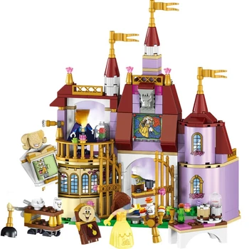 Нова красавицата и звяра принцеса омагьосан замък градивни елементи за момичета, детски модели на играчки, съвместими с тухли Коледен подарък