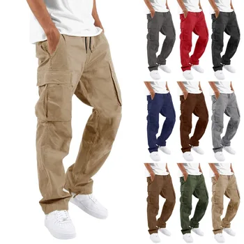 Памучни панталони-карго, мъжки тактически работни панталони за сафари, многофункционални военни панталони с много джобове