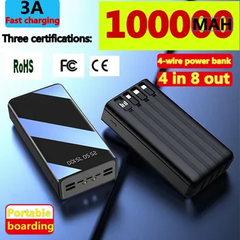 Нов Power Bank 100000 ма TypeC Micro USB бързо зареждане на Powerbank led дисплей преносимо външно зарядно устройство за телефон, таблет