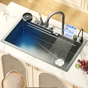 Feiyu Водопад голяма однощелевая мивка 304 от неръждаема стомана мивка кухненска домакински нано богат на функции мивка