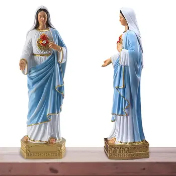 8,66 Инчов статуя на Пресвета Дева Мария пастельного цвят, статуята на Майката на Мария, украса от смола, религиозна християнска статуетка
