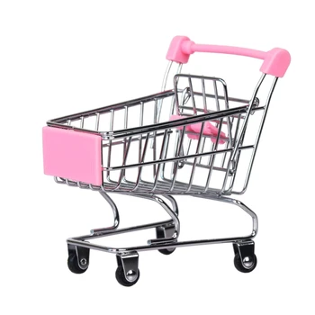 Ръчна количка за супермаркет, мини-количка за пазаруване, украса на работния плот, създаване на ръчно изработени бижута, играчки за съхранение, подарък, нестандартен 2022