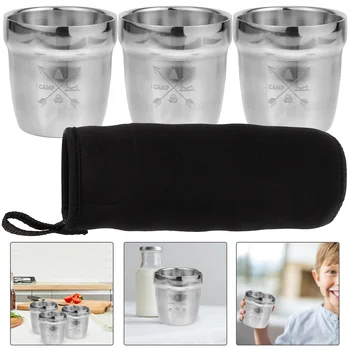 1 Комплект чаши за вода, чаши от неръждаема стомана, лагер чаши за напитки, кафе чаши за еспресо с ръкав