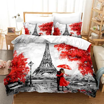 Франция-Айфеловата кула, чаршаф, одеяло за романтични двойки, покривалото от микрофибър, Франция, градски пейзаж на Париж, комплект спално бельо за вашия интериор възрастни