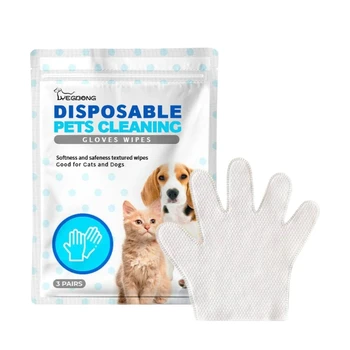 1 опаковка преносими ръкавици за почистване на домашни любимци Влажна салфетка за активна почивка Удобна