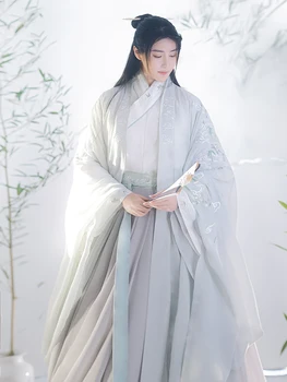 2023 мъжете китайски модифициран памук даоистки дълга рокля танцови костюми костюм Ханфу на династията Мин мъжки дрехи древна облекло