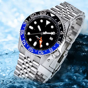 41 мм Дайверские часовници за мъже, черен циферблат, сапфирен кристал, Япония, NH34A, автоматични механични ръчни часовници, 200 м, водоустойчив индикатор за дата