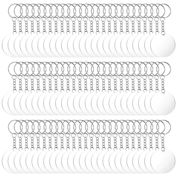 90 бр. прозрачни кръгли акрилни детайли за ключодържатели, халки-ключодържатели за diy, аксесоари 