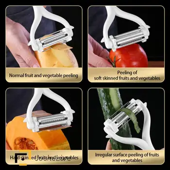 Многофункционален нож за почистване на зеленчуци от неръждаема стомана, ренде за пъпеши и плодове за кухня, тройната картофелечистка, инструменти