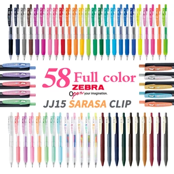 Пълен набор от 58 цвята, гел писалка Zebra Sarasa JJ15 цвят сок, 0,5 mm, студентски съвет, ръчен запис, канцеларски материали, ученически пособия