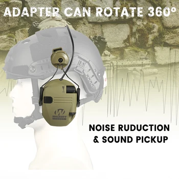 Тактически Активен Слушалка за стрелба с Електронна защита на слуха Защита на ушите, намаляване на шума Версия за монтаж на каска WK