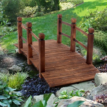 5-дървен крак сводест мост с парапет за озеленяване приказна градина Сводест мост от карбонизированного дърво Мост кафяв