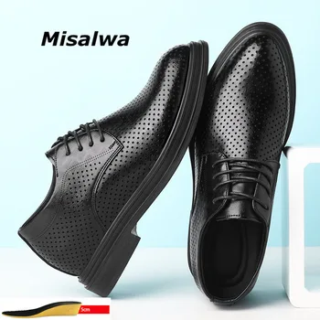 Misalwa, летни мъжки обувки-дерби, 3/6/8 см, мъжки модел обувки с кухи подем, кожени мъжки обувки-oxfords, увеличаване на растежа в бизнес стил