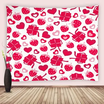 Червена ягода, стенни плат, плодове, подарък гоблен в формата на сърце, меко домашно одеяло, завеси, декори за спалня в общежитието, хол