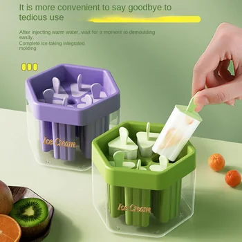6 Мрежи За Домашно Производство на Форми За Popsicle DIY Кутия за домашно Кисело мляко И Сладолед с Голям Капацитет Разделено Кофа За Съхранение на Лед Лесен за Почистване