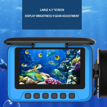 Място за риболов, синьо 4,3-инчов екран, тегло за риболов 100 кг, водоустойчив детектор на риба с висока разделителна способност за нощно виждане