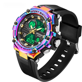 Нови мъжки часовник G style, електронни кварцови часовници с двоен дисплей часовници, спортни часовници на открито, 50 м., водоустойчива led цифров часовник с дата 3196