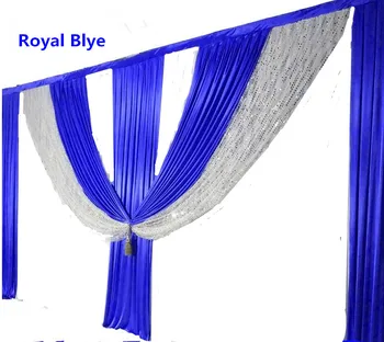 Горещ завеса Swag с дължина 6 м, кралско синьо, с пайети, сватбени аксесоари за декори, завеси, украса за парти, на сцената, сватбена украса