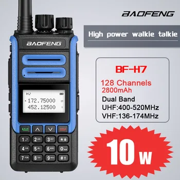 BaoFeng BF H7 Преносима Радиостанция 10 W Мощен Преносим CB Радио FM Радиоприемник двойна лента Далечен бой Двупосочен Радио За Лов на LCD Екран