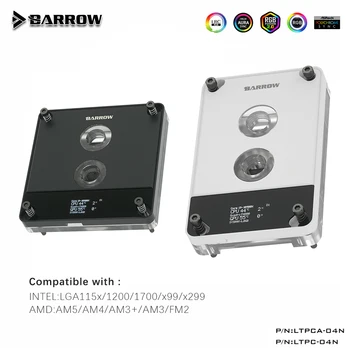 Дигитален дисплей Воден блок за процесора Barrow се Използва за AM5 AM4 AM3 INTEL LGA 115X1200 1700x299x99 5V 3Pin Подкрепа AURA SYNC LTPC-04N