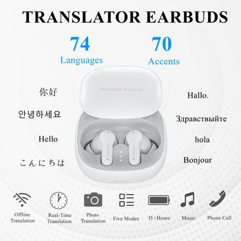 Слушалки-преводач Wooask M3, безжична Bluetooth слушалка, 144 език, самостоятелен превод за пътувания, бизнес-обучение