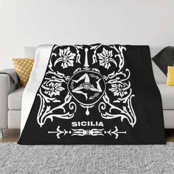Одеяло с логото на Sicilia Sicily Love Trinacria, флисовое пролетта фланелевое одеяло Sicilian Pride, покривка за дивана, покривки за спалня в колата