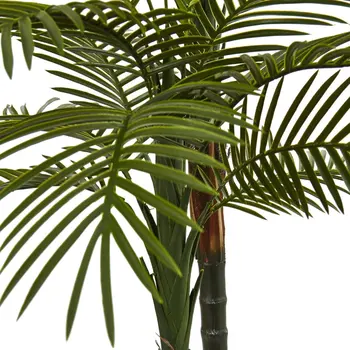 Изкуствено дърво двойна палми Robellini, устойчиво на uv, с ярки зелени листа - идеален за декориране на дома, офиса и градината
