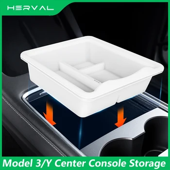 Herva за Tesla, модел 3/Y, силикон кутия за съхранение на централната конзола 2021 2022 2023, автоаксесоари, авто