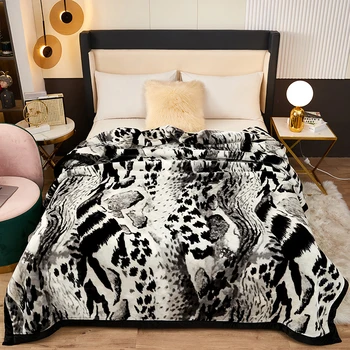 Двуслойни завивки от норка Рашел, еднослоен одеяла с двойно утолщением, одеала от изкуствена кожа, завивки спално бельо с флорални принтом животни