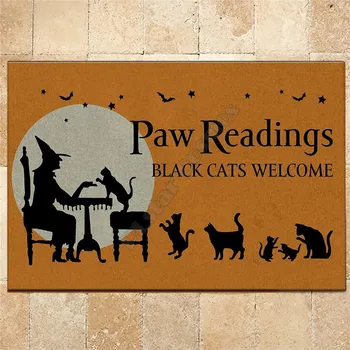 Показания лапи Черни котки Добре Дошли мат Нескользящие вратите на тепиха Декор на верандата мат