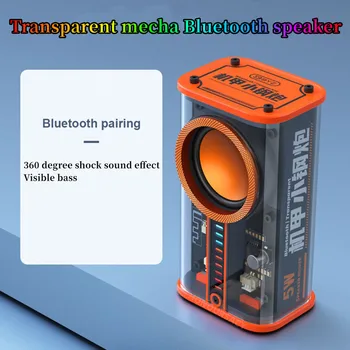 K07 Прозрачен Механичен Безжична слушалка Bluetooth Звукова Светлинен Ритъм Субуфер TWS Стерео Киберпънк Музикален Център Високоговорител