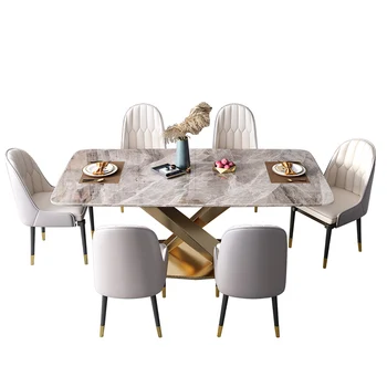 Лека екстравагантен комбинация на шистов бюрото и стола, италиански минималистичен модерен минималистичен домакински мраморна маса