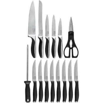 Комплект кухненски ножове Avondale от 16 теми с дървен блок, най-добрите комплекти ножове за кухни Комплект кухненски ножове Avondale от 16 теми с дървен блок, най-добрите комплекти ножове за кухни 1
