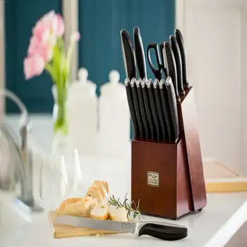 Комплект кухненски ножове Avondale от 16 теми с дървен блок, най-добрите комплекти ножове за кухни Комплект кухненски ножове Avondale от 16 теми с дървен блок, най-добрите комплекти ножове за кухни 3