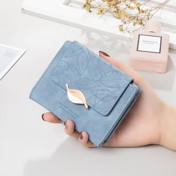Жена кратък портфейл 2021, нов лесен женски чантата с матови листа, модерен портфейл zero wallet