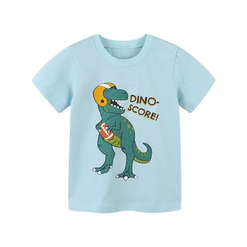 Ново записване, тениска за момчета и момичета от 2 до 7 години с принтом на динозаврите, лятна детски дрехи, блузи с къс ръкав, тениски