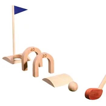 Набор от образователни детски играчки за голф, дървена топка за голф симулация за детски тренировъчен топка, комплект за подобряване на мощността и механика На избор