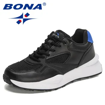 BONA/2023 Нови Дизайнерски Мъжки Дишащи Износоустойчиви маратонки, Обувки за Ходене, Популярна Вулканизированная Обувки, Мъжки Ежедневни обувки На платформа