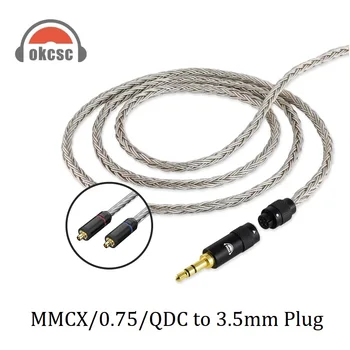 OKCSC AS300 MMCX 2Pin 0,75 мм Жак QDC Слушалки с 16-Жильным Мед покритие HiFi Upgrade Взаимозаменяеми Кабел с приставка адаптер 3.5 mm