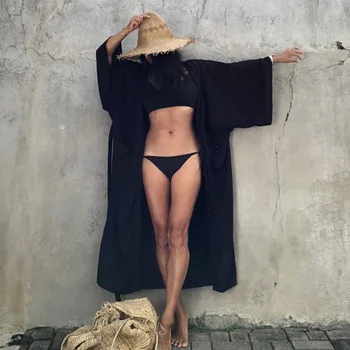 Пролет лято 2023 Нов свободен дълга жилетка Плажната солнцезащитная яке почивки на Бикини Блуза бански за жени черен